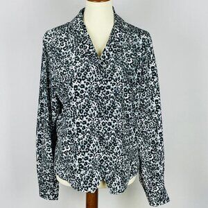 Vtg Haberdashery Leslie Fay Leopard Print Top Sz 14 Mob Wife Neutral Career